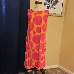 Marimekko Pink and Orange Polka Dot Midi Dress